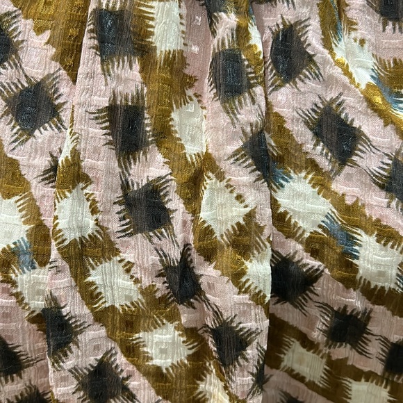 Marie Oliver Jenna Silk Blend Tapenade Mosaic Print Tie Back Blouse - M - Picture 15 of 15